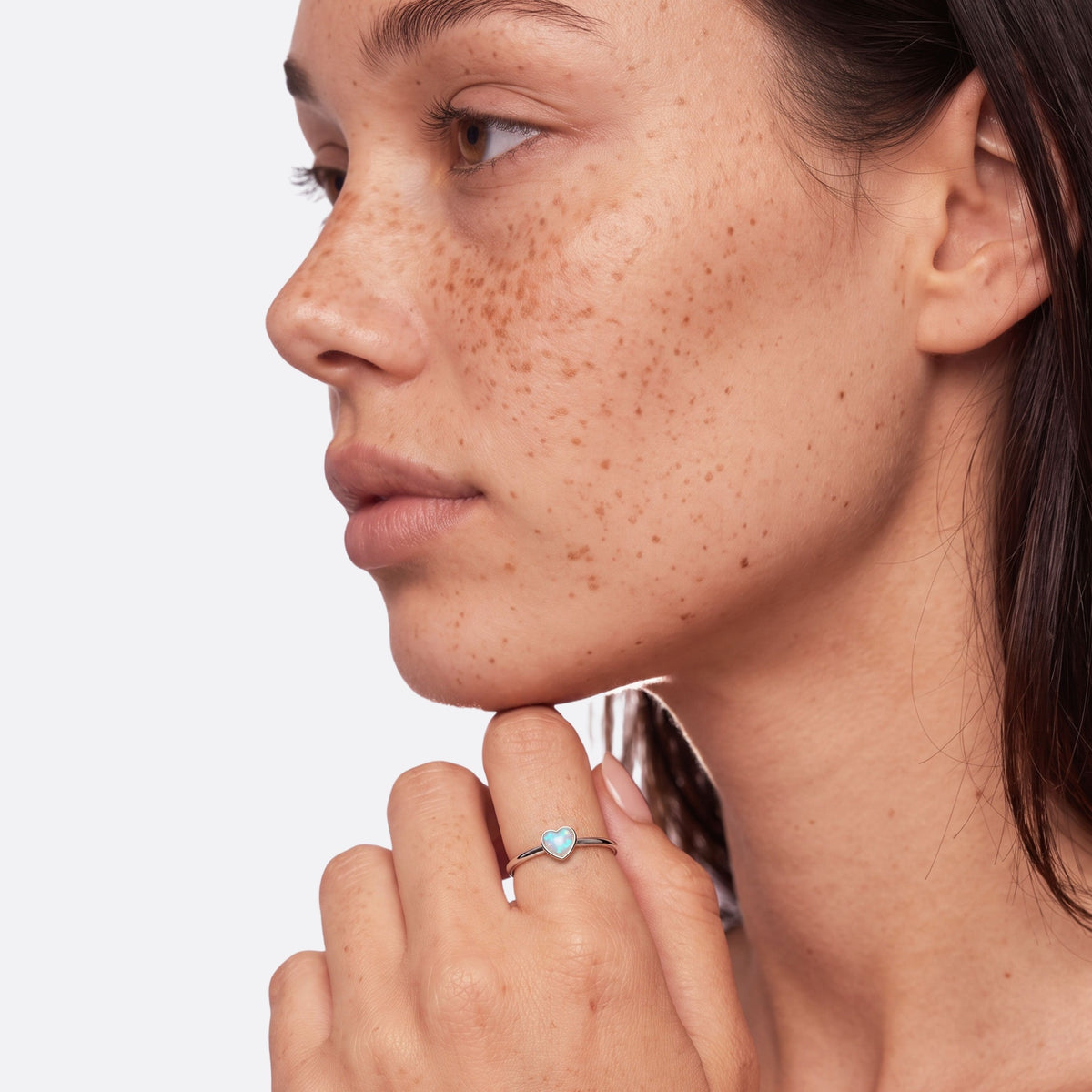 True Flame – Bague cœur, opale cristal, argent