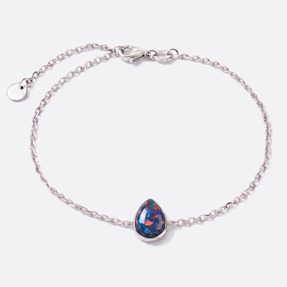 Drop of Flame Red Armband Silber mit roter Opal-Triplette in Tropfenform