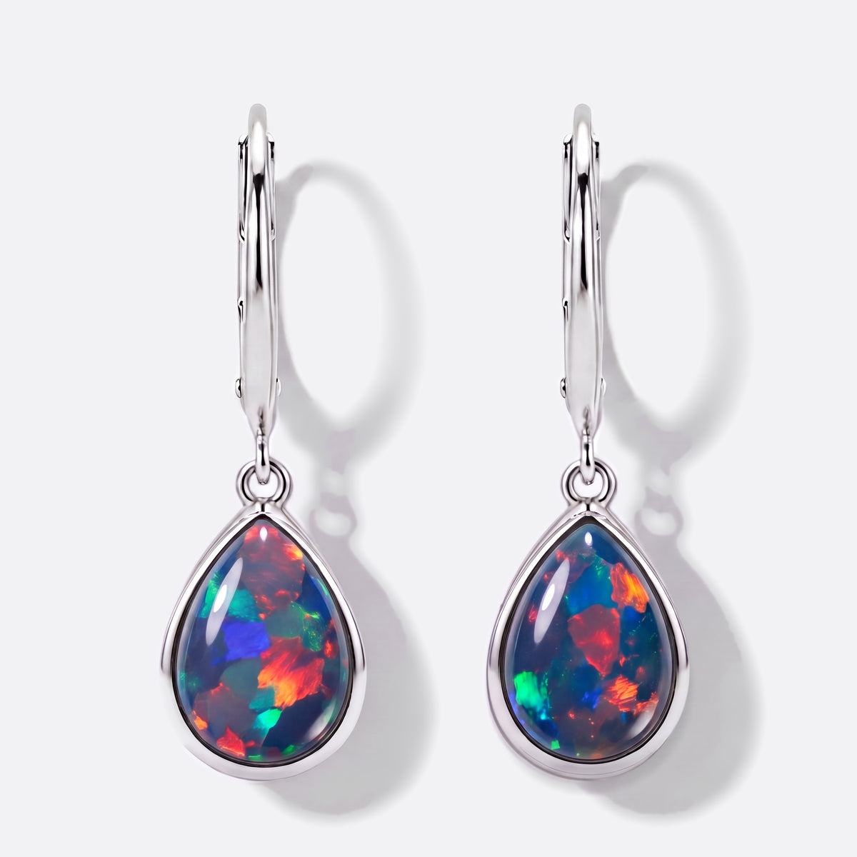 Drop of Flame Red Ohrhänger Silber mit roten Opal-Tripletten