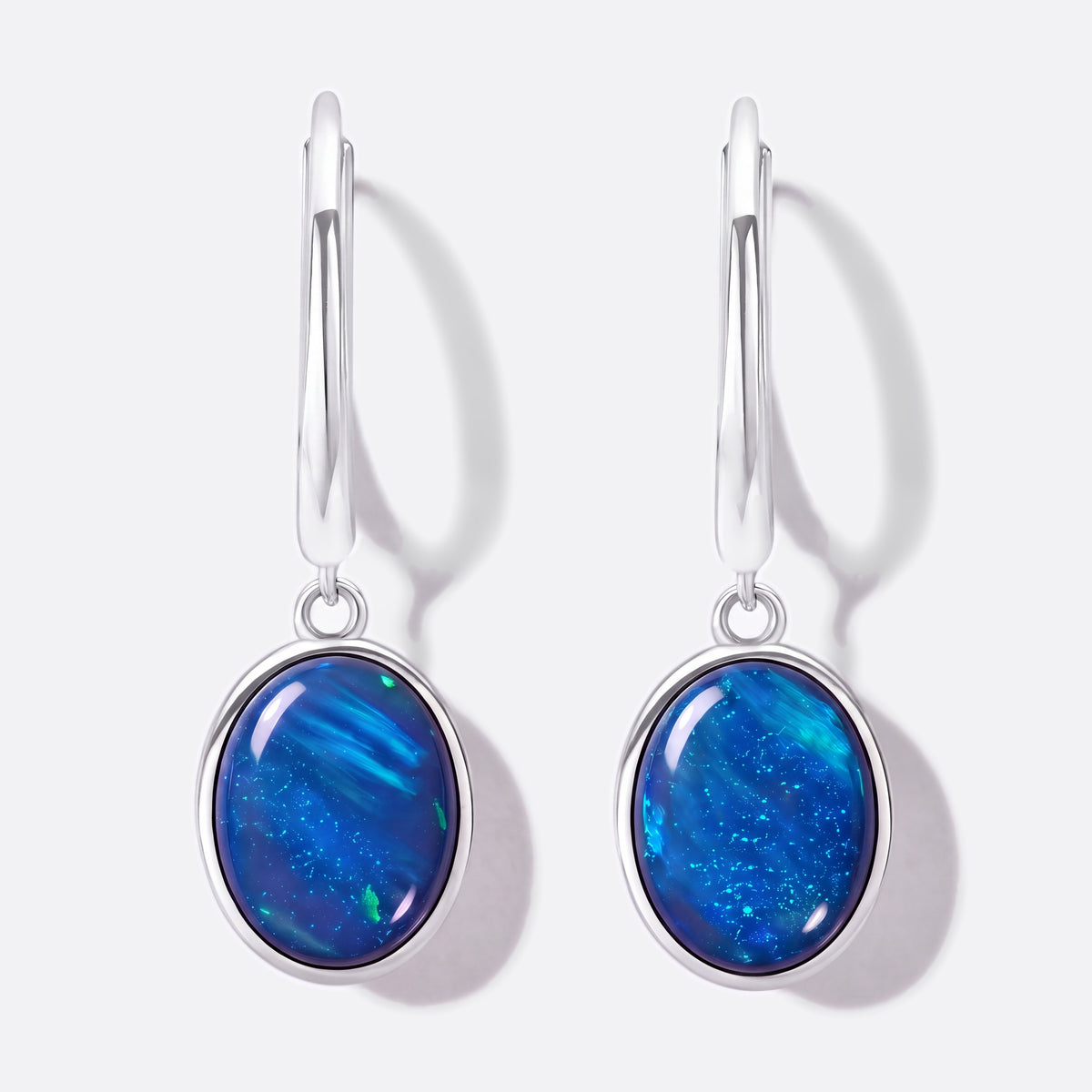 Ellipse of Flame Ohrhänger Silber mit blauen Opal-Tripletten