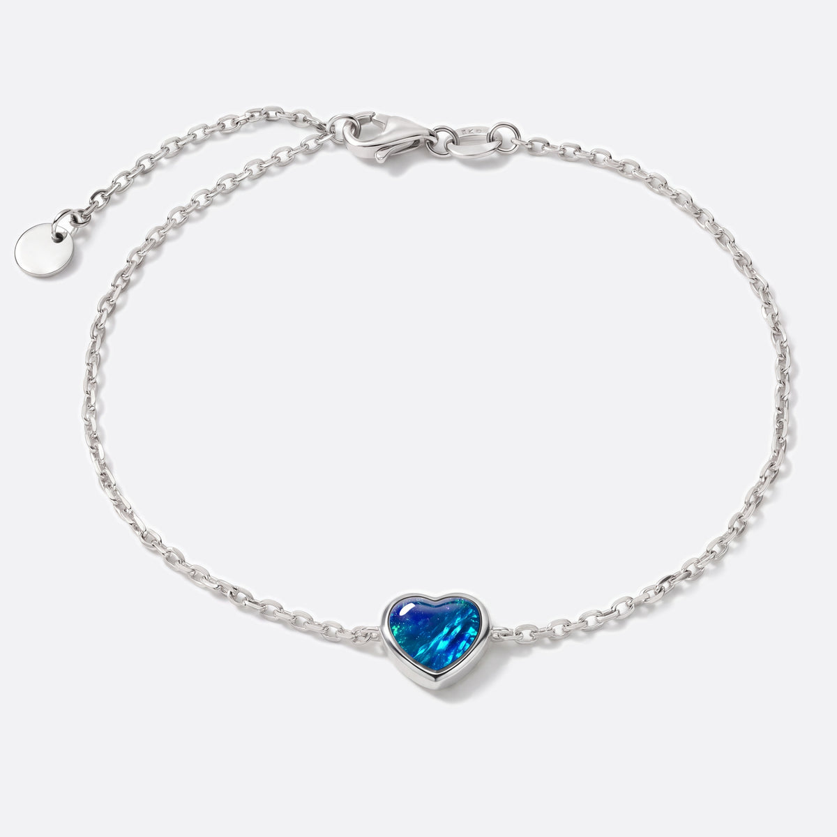 Heart of Fire Armband Silber mit blauer Opal-Triplette in Herzform