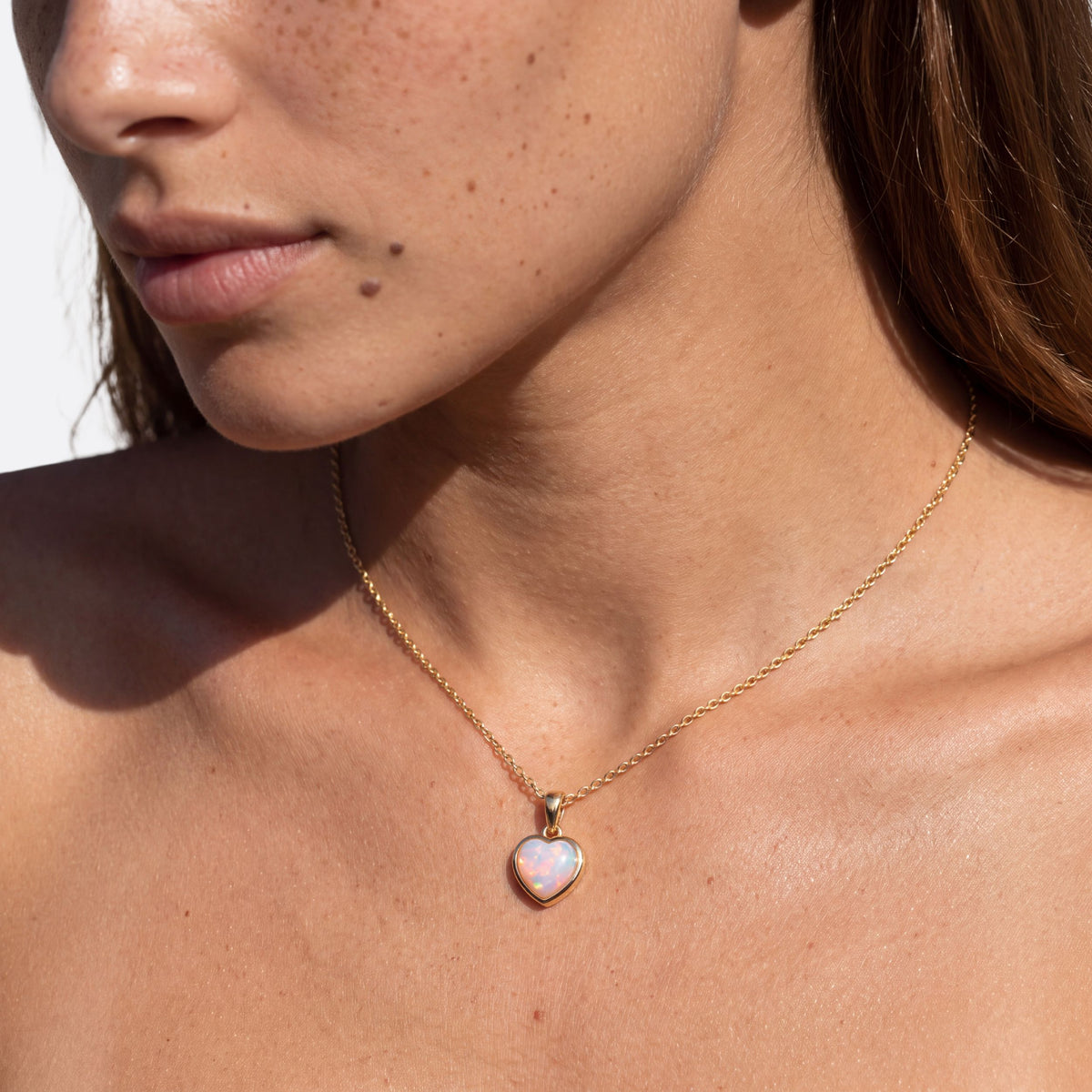 True Flame Heart Necklace White Opal Or
