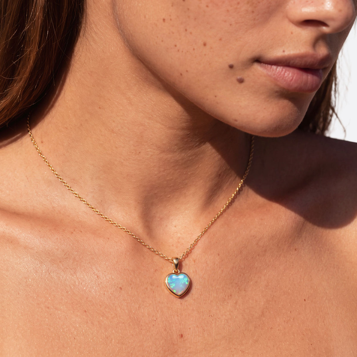 True Flame Heart Necklace Crystal Opal Or