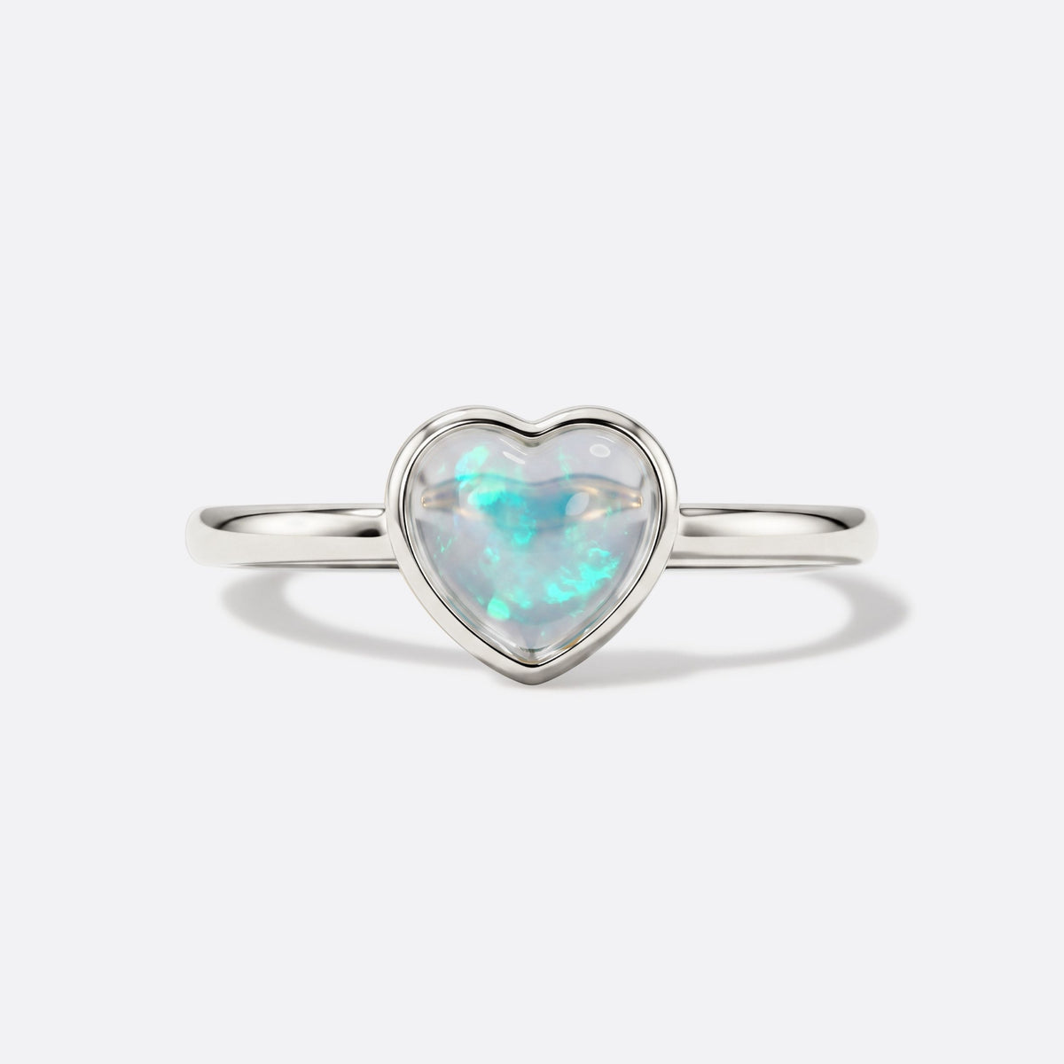 True Flame Heart Ring Crystal Opal Or rose