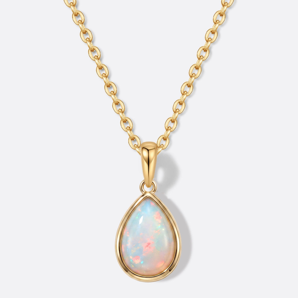 True Flame Oval Necklace White Opal Argent