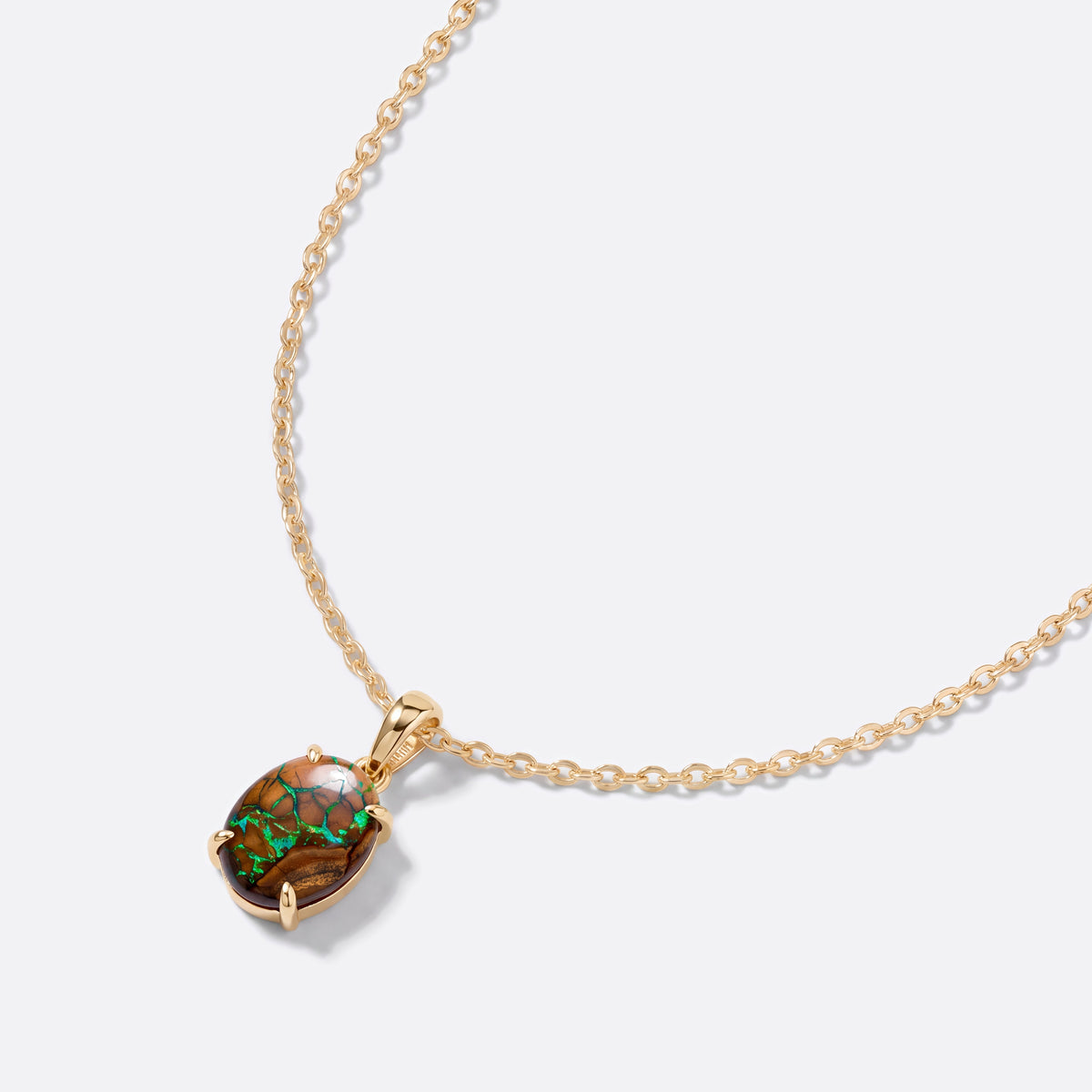 Opal-Kette 14K Gold, Boulder-Opal, schräg