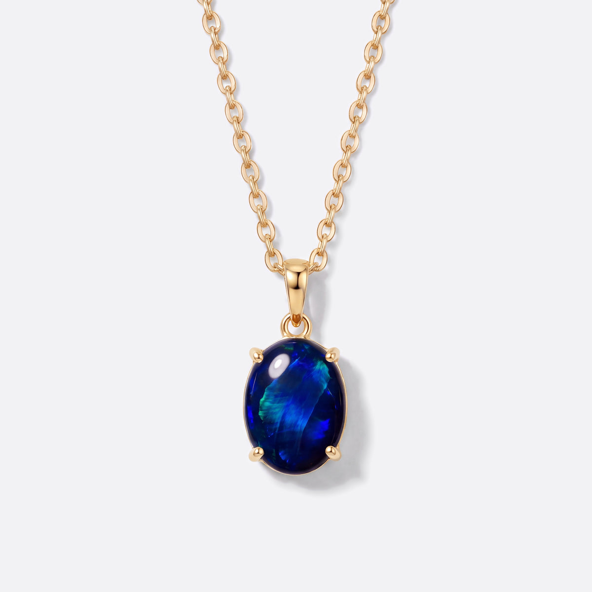 Opal-Kette 14K Gold, schwarzer Opal, vorne