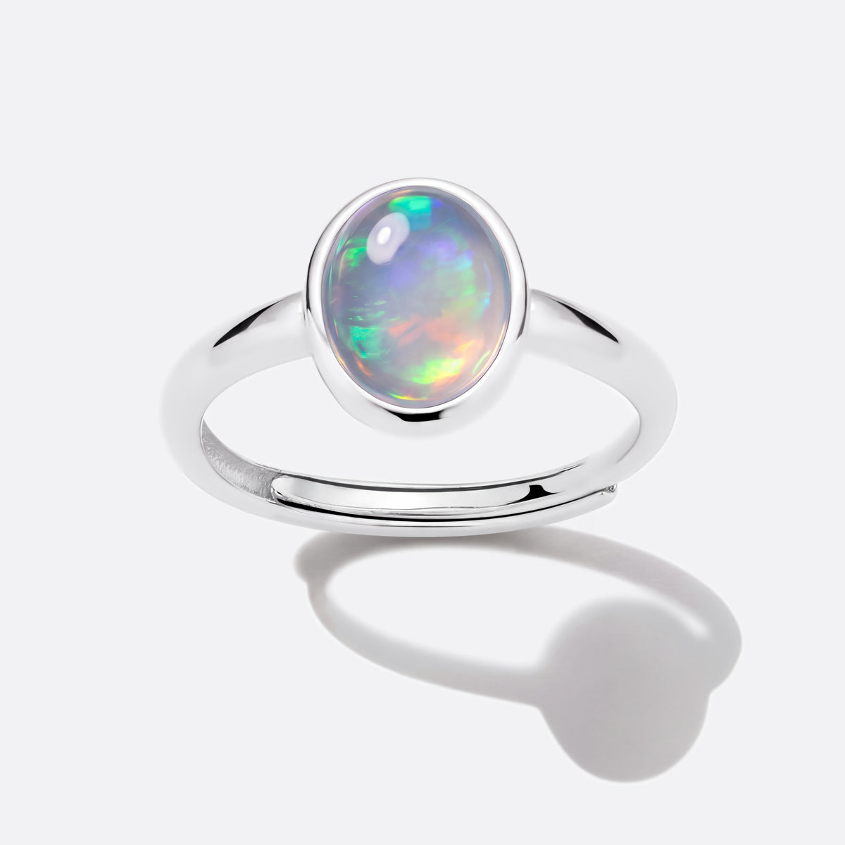 Opal-Ring 925 Silber, ovaler Welo-Opal, von oben